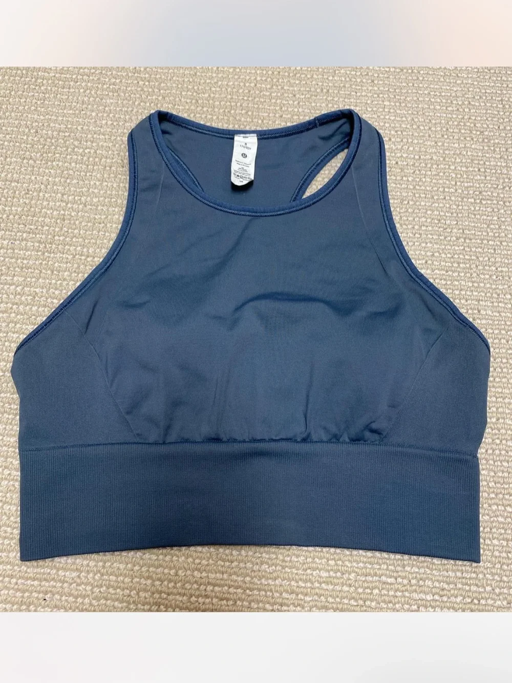 Lululemon Blue “Ebb to Train” Razorback Sports Bra